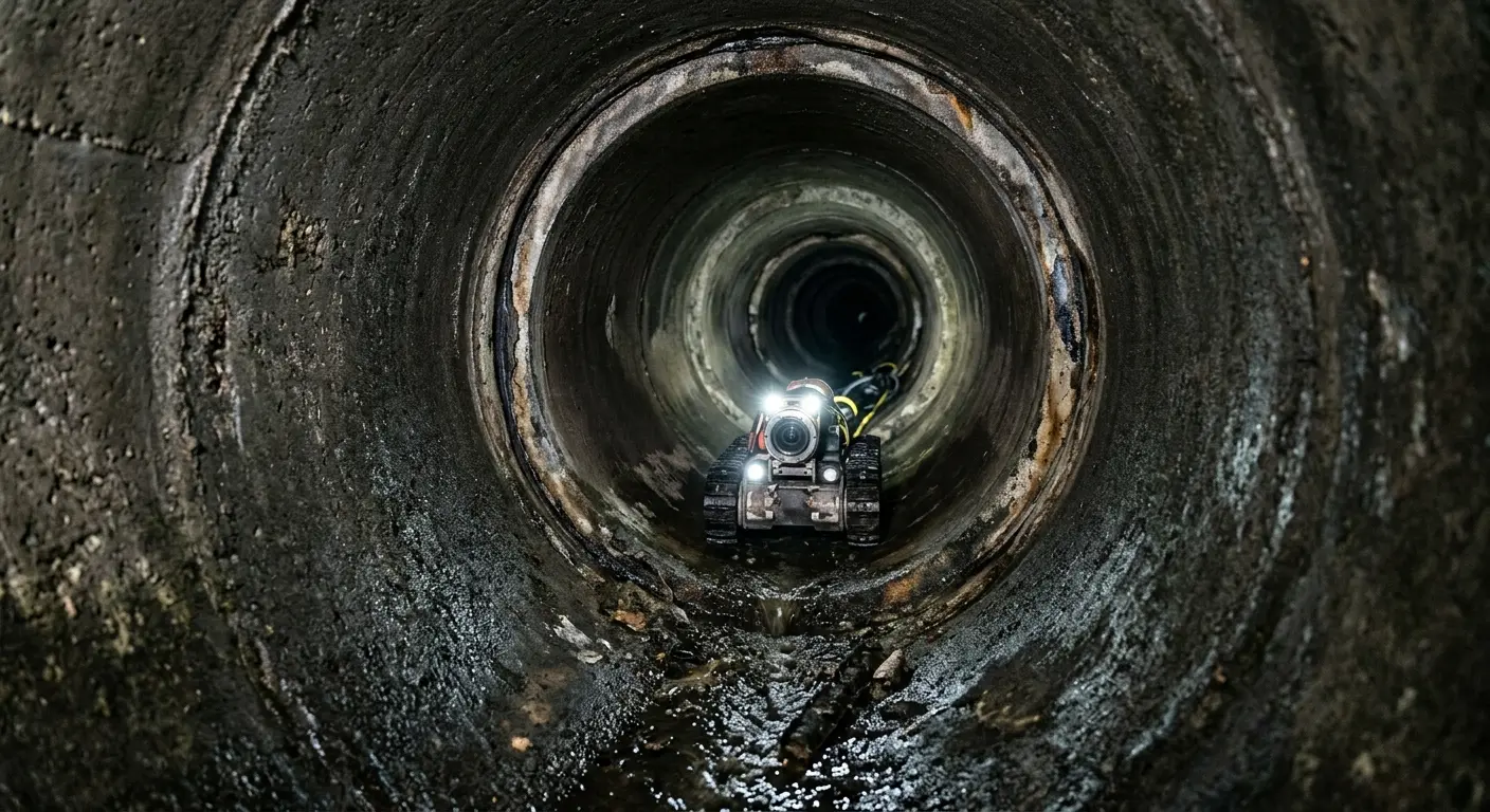 Robotic sewer camera inspecting pipe interior for Sewer Line Repair in Effingham